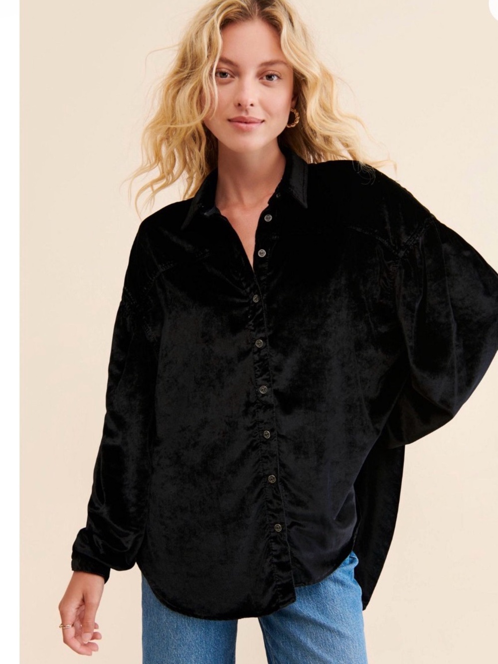 Free People La Luna Velvet Buttondown Women’s size XS